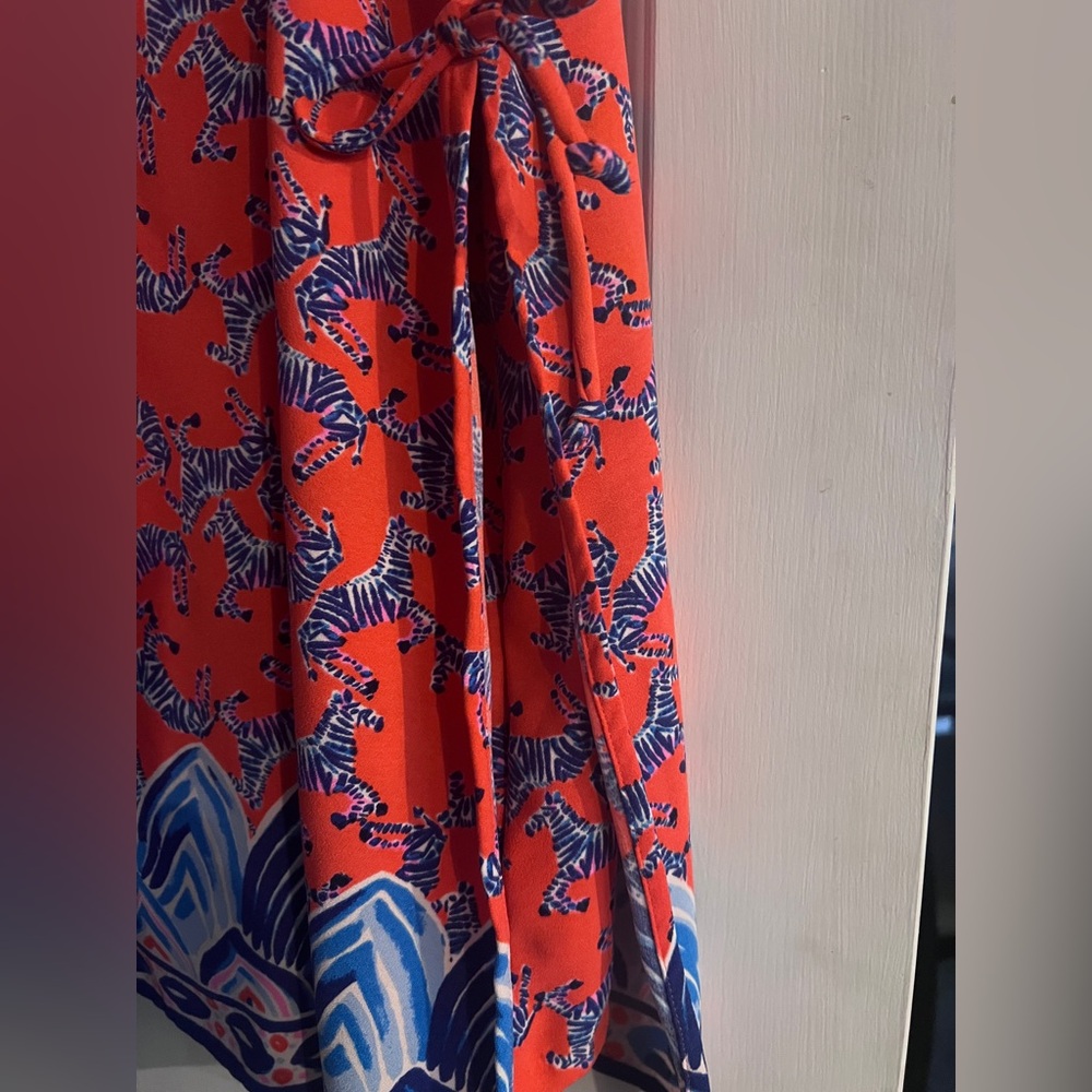 Lilly Pulitzer Pearl Romper Heebee Zeebees gold chain straps coral blue 16 - Picture 6 of 7